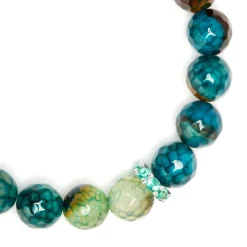 Pulsera de Plata de Ley 925 y Agata Verde acabado en oro amarillo 18k - Kremi