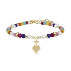Pulsera de Plata de Ley 925 con Cristal Multicolor acabada en oro amarillo 18K - Nymox