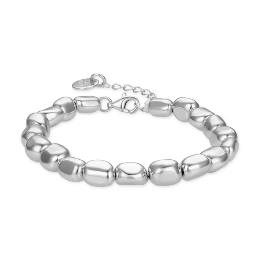 Pulsera de Plata de Ley 925 con Hematite acabada en rodio - Caspil