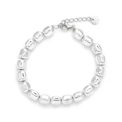 Pulsera de Plata de Ley 925 con Hematite acabada en rodio - Caspil