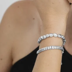 Pulsera de Plata de Ley 925 con Hematite acabada en rodio - Caspil
