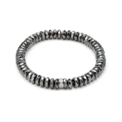 Pulsera de Plata de Ley 925 y Hematite acabado en rodio - Sihi
