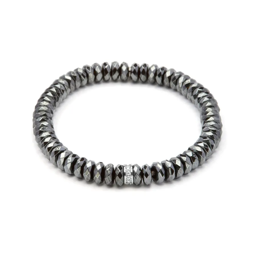 Pulsera de Plata de Ley 925 y Hematite acabado en rodio - Sihi