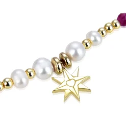 Pulsera de Plata de Ley 925 con Cristal Multicolor acabada en oro amarillo 18K - Shasha