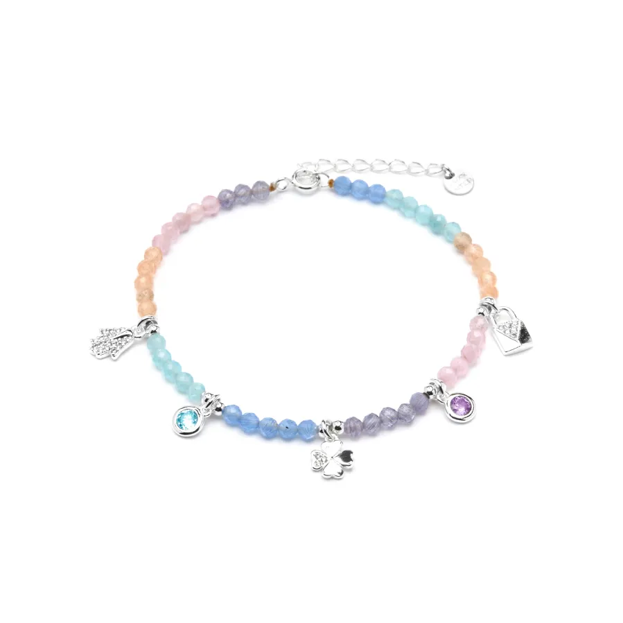 Pulsera de Plata de Ley 925 y Cristal Multicolor acabado rodio - Muza