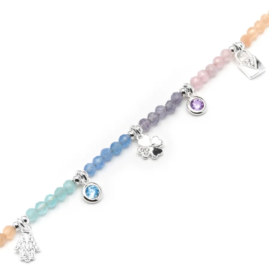 Pulsera de Plata de Ley 925 y Cristal Multicolor acabado rodio - Muza