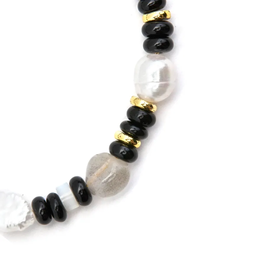 Pulsera de Plata de Ley 925 y Onix acabado oro 18k - Nanys