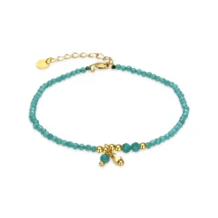 Pulsera de Plata de Ley 925 y Cristal Verde acabada en oro amarillo de 18k - Bialak