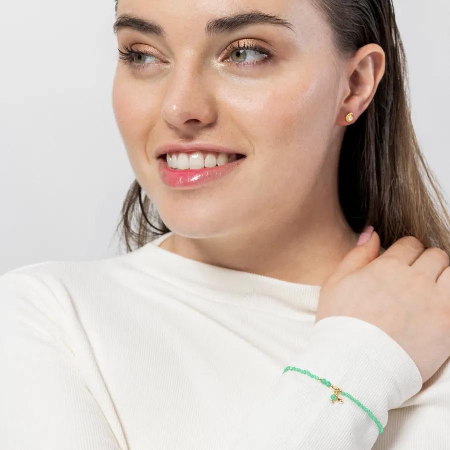 Pulsera de Plata de Ley 925 y Cristal Verde acabada en oro amarillo de 18k - Bialak