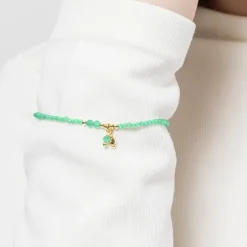 Pulsera de Plata de Ley 925 y Cristal Verde acabada en oro amarillo de 18k - Bialak
