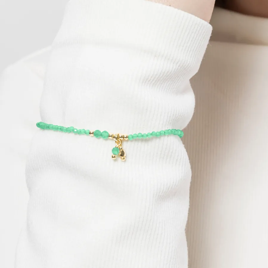 Pulsera de Plata de Ley 925 y Cristal Verde acabada en oro amarillo de 18k - Bialak
