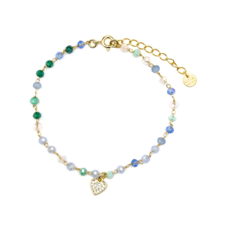 Pulsera de Plata de Ley 925 y Cristal Multicolor acabado oro amarillo de 18k - Caram