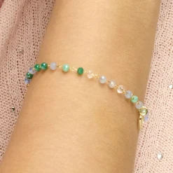 Pulsera de Plata de Ley 925 y Cristal Multicolor acabado oro amarillo de 18k - Caram