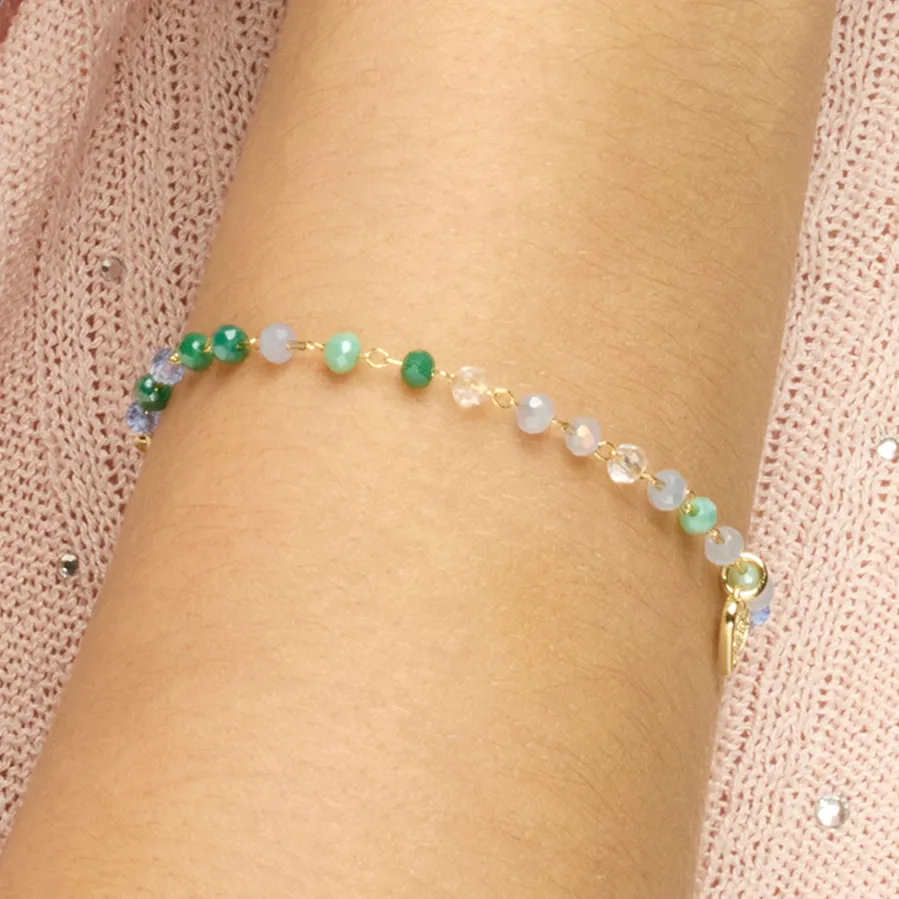 Pulsera de Plata de Ley 925 y Cristal Multicolor acabado oro amarillo de 18k - Caram