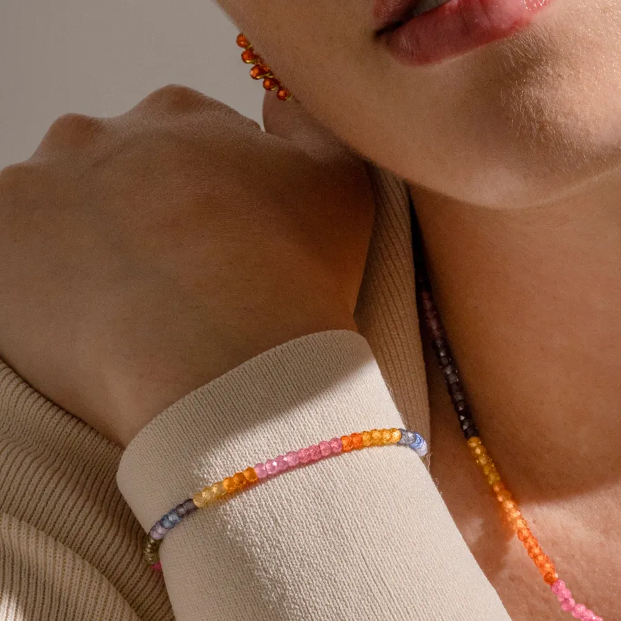 Pulsera de Plata de Ley 925 y Cristal Multicolor acabado oro 18k - Siran