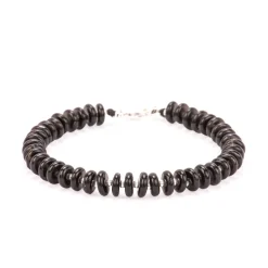 Pulsera de Plata de Ley 925 y Agata Negra acabado rodio - Laha