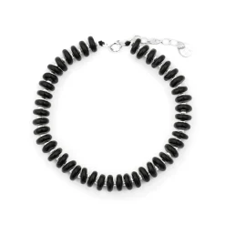 Pulsera de Plata de Ley 925 y Agata Negra acabado rodio - Laha