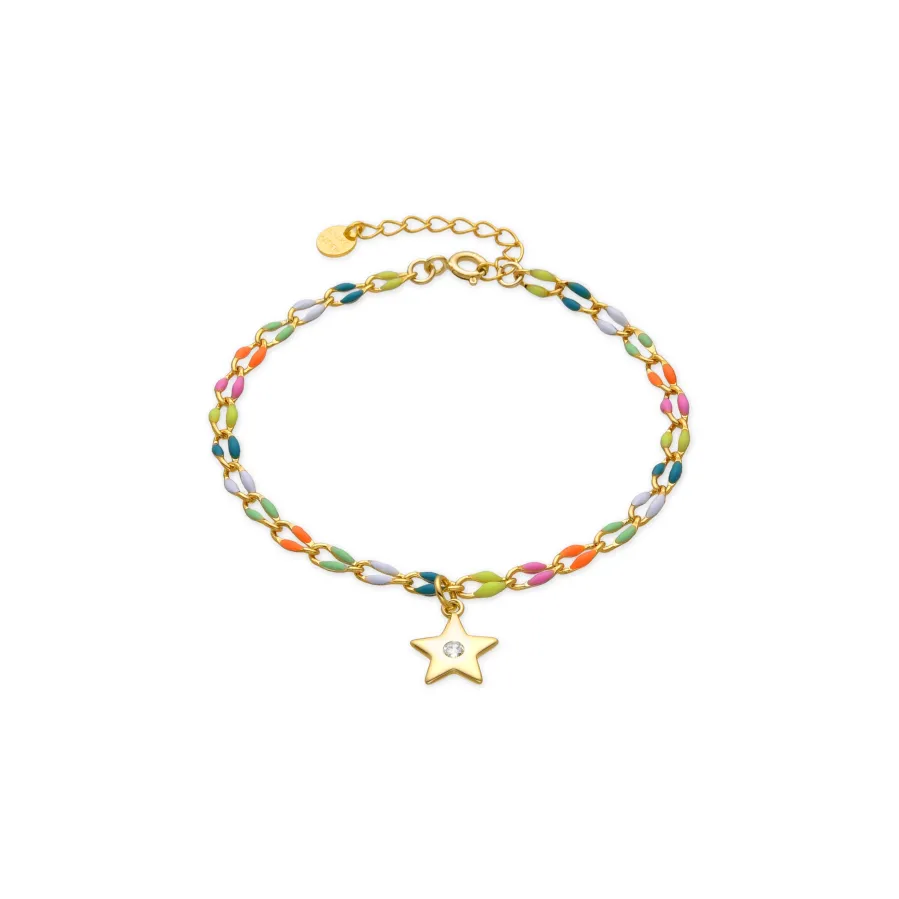 Pulsera de Plata de Ley 925 y Lacado Multicolor acabado oro amarillo de 18k - Saukha