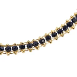 Pulsera de Plata de Ley 925 con Cristal Negro acabada en oro amarillo 18K - Lailai
