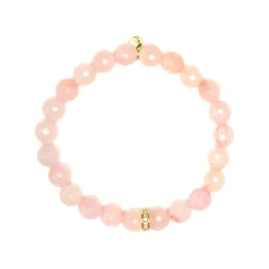 Pulsera de Plata de Ley 925 y Cuarzo Rosa acabado en oro amarillo 18k - Nielsi