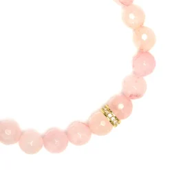 Pulsera de Plata de Ley 925 y Cuarzo Rosa acabado en oro amarillo 18k - Nielsi
