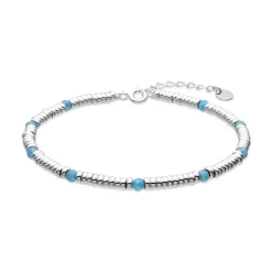 Pulsera de Plata de Ley 925 y Circonita Aguamarina acabado rodio - Deli