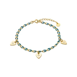 Pulsera de Plata de Ley 925 y Lacado Azul acabado oro amarillo de 18k - Drukya