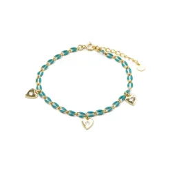 Pulsera de Plata de Ley 925 y Lacado Azul acabado oro amarillo de 18k - Drukya