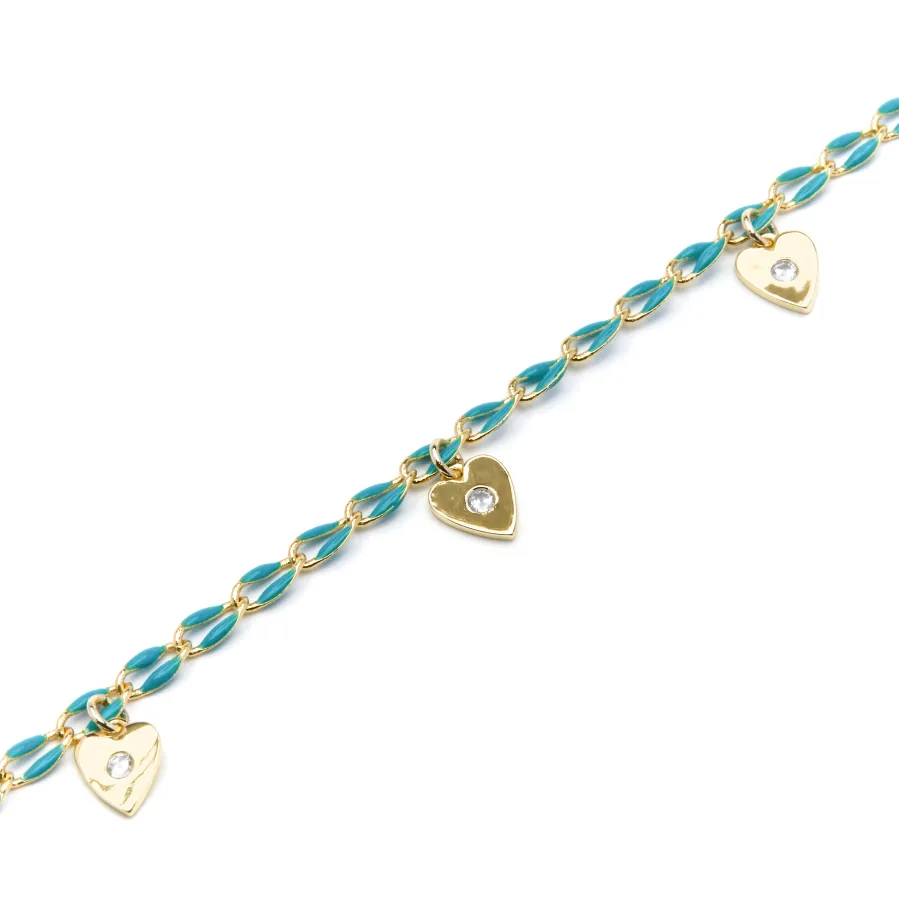 Pulsera de Plata de Ley 925 y Lacado Azul acabado oro amarillo de 18k - Drukya