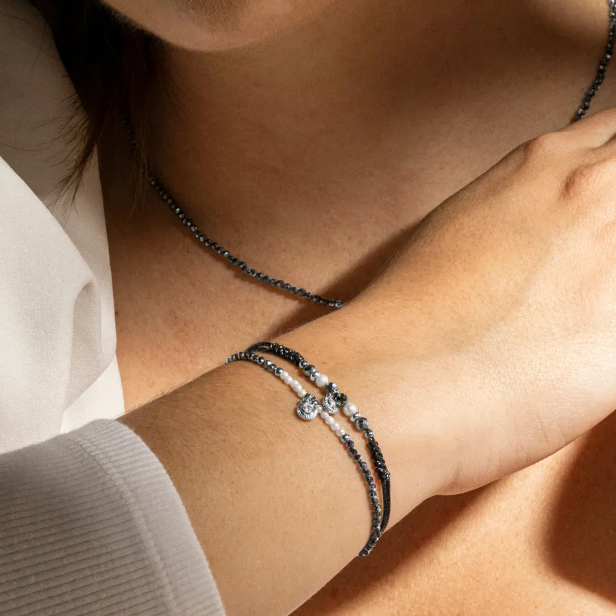 Pulsera de Plata de Ley 925 y Perla Blanca acabado en rodio - Nexa