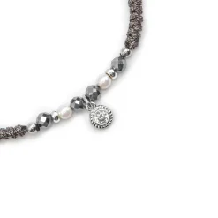 Pulsera de Plata de Ley 925 y Perla Blanca acabado en rodio - Nexa