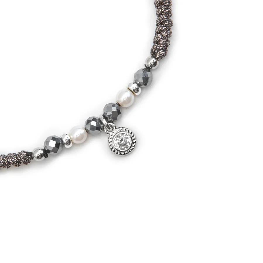 Pulsera de Plata de Ley 925 y Perla Blanca acabado en rodio - Nexa