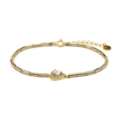 Pulsera de Plata de Ley 925 y Circonita Brillante acabado en oro amarillo 18k - Aldra