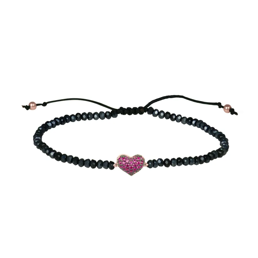 Pulsera de Plata de Ley 925 con Circonita Rubí acabada en oro rosa 18K - Amor
