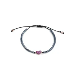 Pulsera de Plata de Ley 925 con Circonita Rubí acabada en oro rosa 18K - Amor