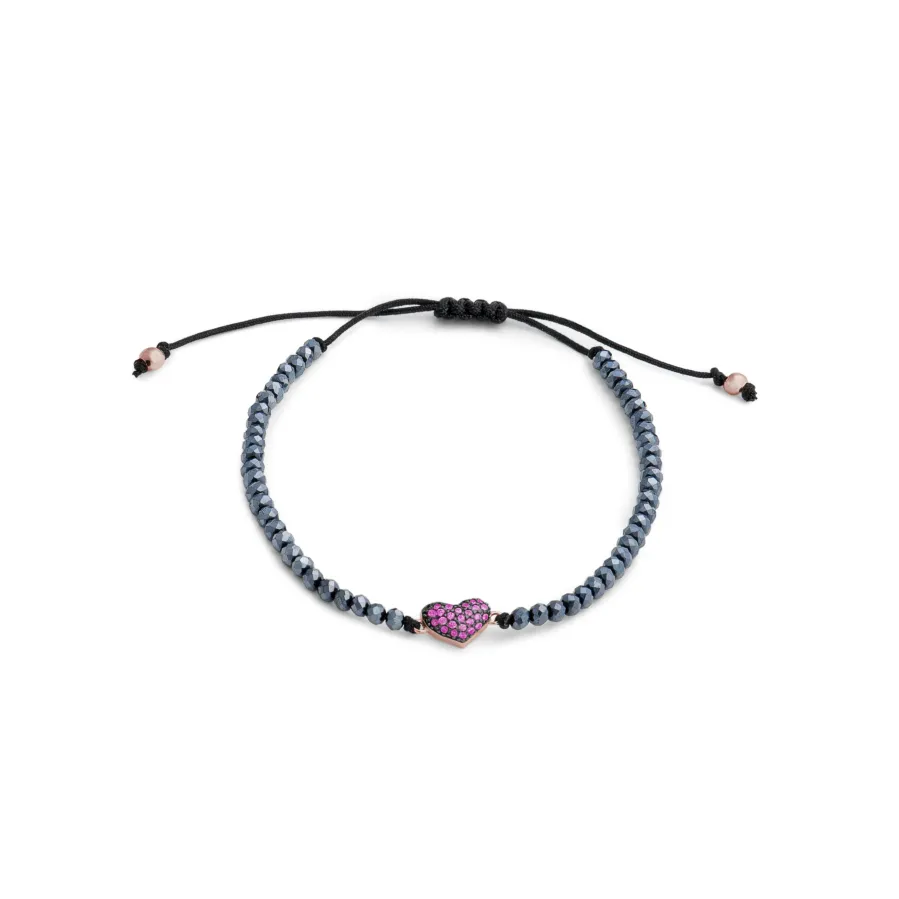 Pulsera de Plata de Ley 925 con Circonita Rubí acabada en oro rosa 18K - Amor