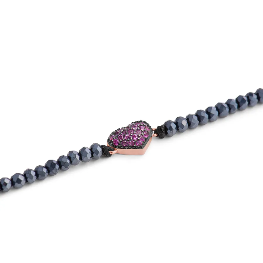 Pulsera de Plata de Ley 925 con Circonita Rubí acabada en oro rosa 18K - Amor