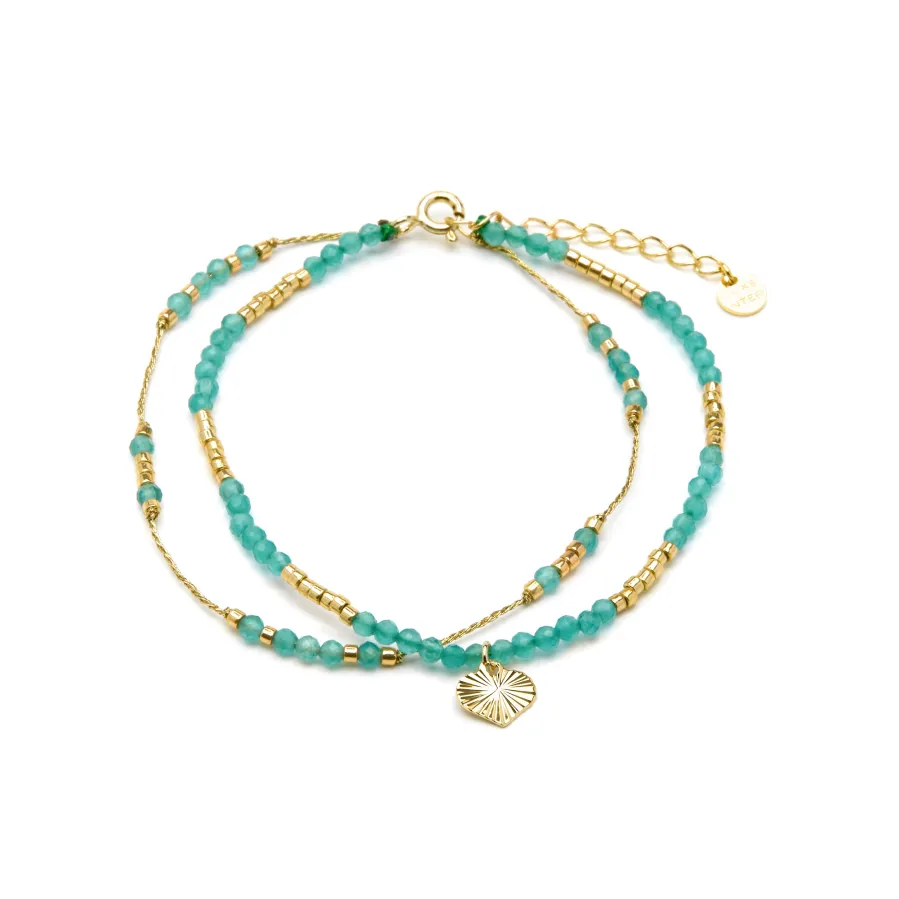 Pulsera de Plata de Ley 925 y Cristal Verde acabado oro amarillo de 18k - Talorce