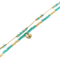 Pulsera de Plata de Ley 925 y Cristal Verde acabado oro amarillo de 18k - Talorce