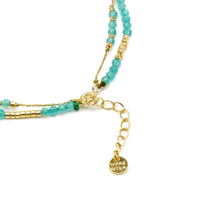 Pulsera de Plata de Ley 925 y Cristal Verde acabado oro amarillo de 18k - Talorce