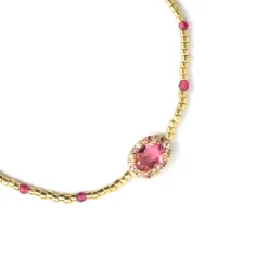 Pulsera de Plata de Ley 925 y Circonita Rosa acabado en oro amarillo de 18k - Simder