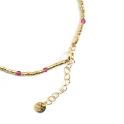 Pulsera de Plata de Ley 925 y Circonita Rosa acabado en oro amarillo de 18k - Simder