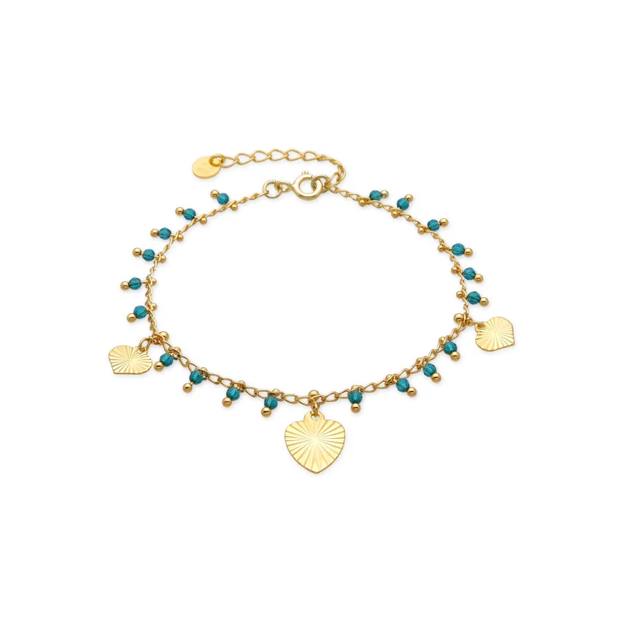 Pulsera de Plata de Ley 925 y Cristal Verde acabado oro amarillo de 18k - Dadrec
