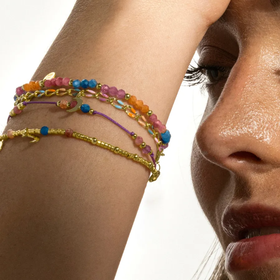 Pulsera de Plata de Ley 925 y Cristal Multicolor acabado oro 18k - Kapac