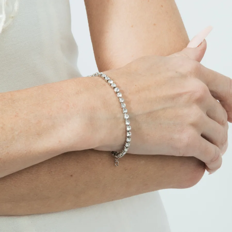 Pulsera de Plata de Ley 925 con Circonita Brillante acabada en rodio - Tahu