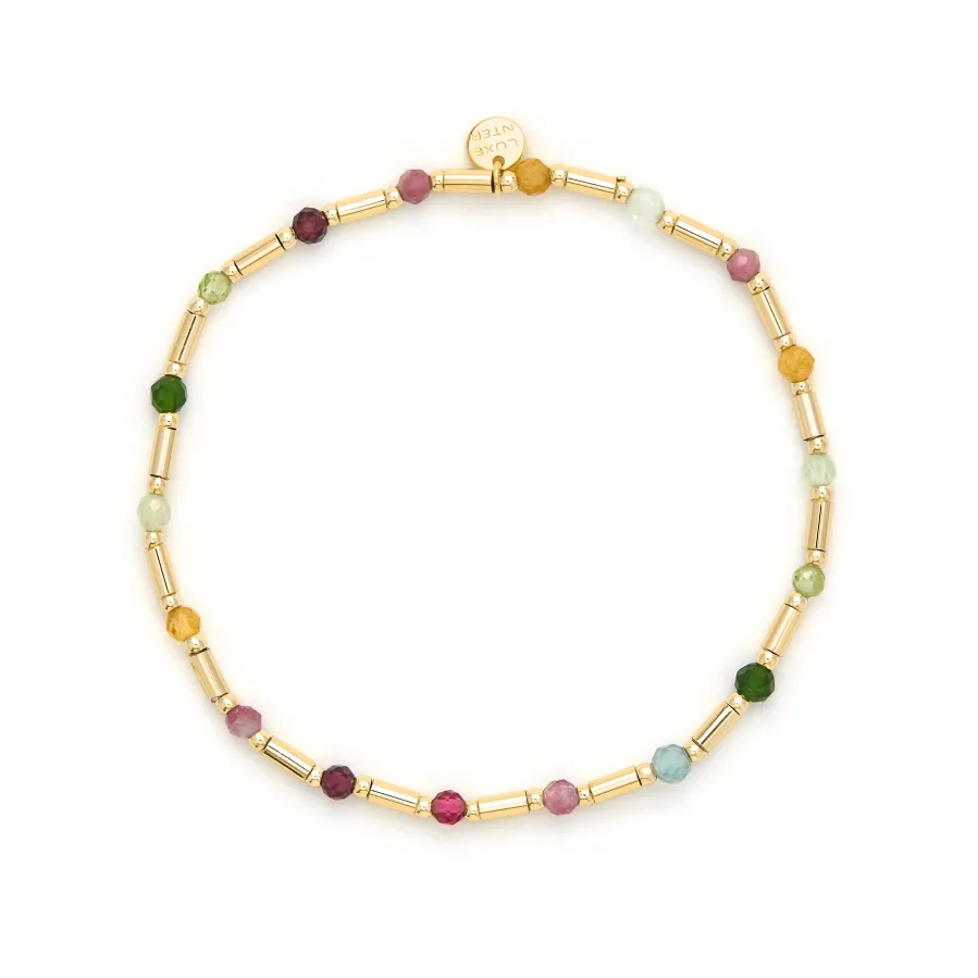 Pulsera de Plata de Ley 925 y Turmalina Multicolor acabado en oro amarillo 18k - Otssy