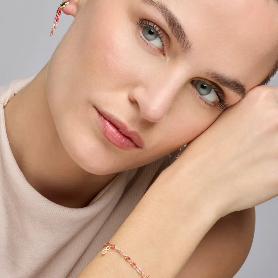 Pulsera de Plata de Ley 925 y Lacado Rosa acabado oro amarillo de 18k - Axelon