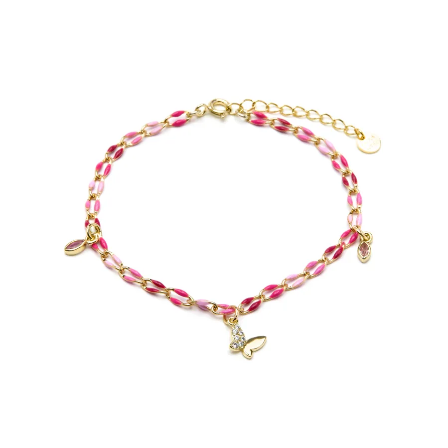 Pulsera de Plata de Ley 925 y Lacado Rosa acabado oro amarillo de 18k - Axelon