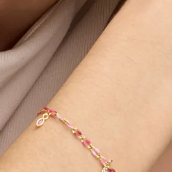 Pulsera de Plata de Ley 925 y Lacado Rosa acabado oro amarillo de 18k - Axelon