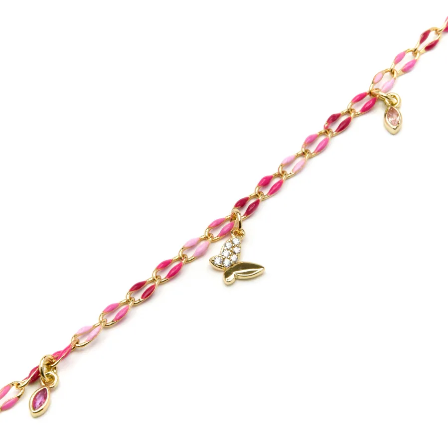 Pulsera de Plata de Ley 925 y Lacado Rosa acabado oro amarillo de 18k - Axelon